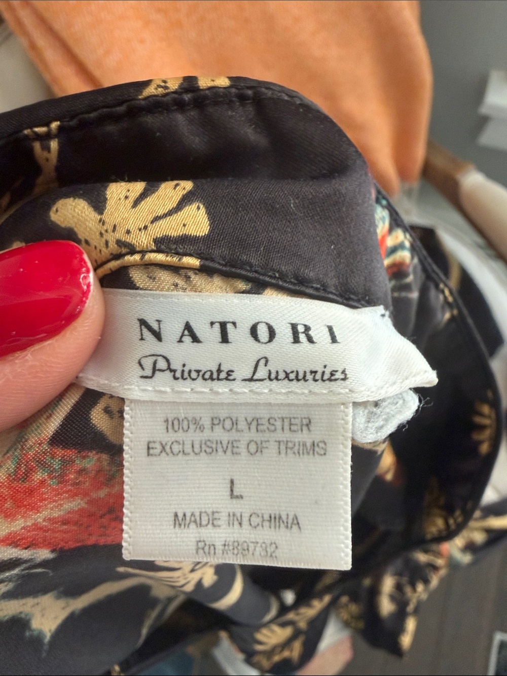 Natori Black Pajama Pants with Gold Floral & Bird Print - Picture 6 of 6